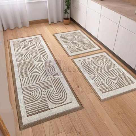 Jogo Tapetes e Passadeira Kit 3 Peças em Tear Para Cozinha Linea Luxo