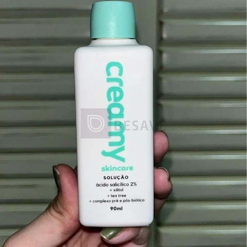 Creamy skincare ácido salicílico 90ml | tônico antioleosidade, rápida absorção, diminui o brilho excessivo, diminui os cravos | peles mistas, oleosas, noturno e diurno