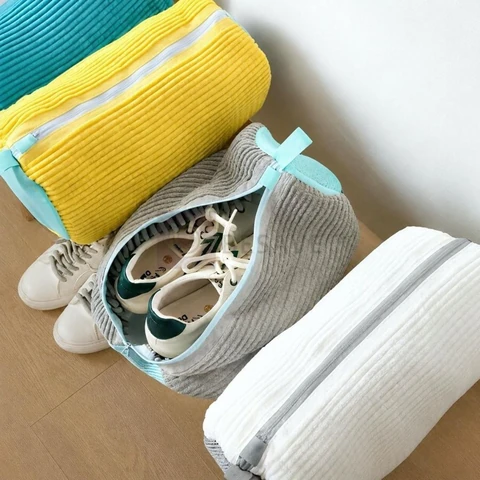 Kit 2 Sacos Para Lavar Tênis Em Máquina Reforçado E Acolchoado Com Zíper - Protetor De Calçados Para Lavagem E Secagem