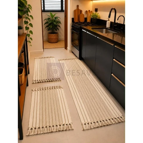 Kit Tapete para Cozinha 3 Peças Passadeira Decorativa Premium
