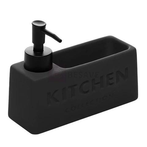 Porta Detergente Liquido Soft Touch de Cerâmica Cinza 380ml para Cozinha Pia Banheiro Organização e Decoração Casa Uso