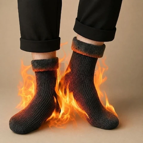 Kit 6 Meias Térmica Grossa Quente Inverno Frio Forrada Pelo