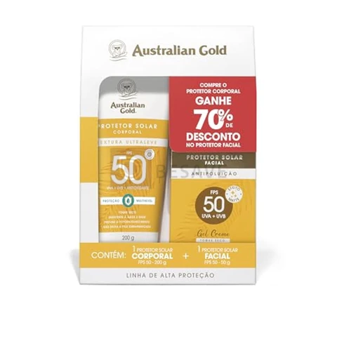 Australian Gold Promopack Protetor Solar Gel Creme Corporal/Facial FPS 50 200 G/ 50 G