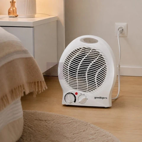 Aquecedor Caloventor Elétrico Good&Go GG-AQ01 2000W Portátil Com Termostato Branco