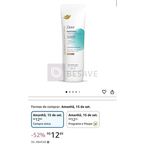 Dove Sérum Hidratante Corporal sem Perfume Pantenol + Dermo Reparador 180ml
