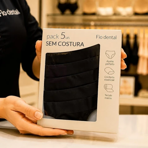 Kit 5 Calcinha Sem Costura Fio Dental Corte a Laser Não Marca