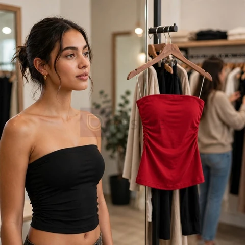 Kit com 2 Tube Top Suplex Faixa Blusa Feminino Duplo Cropped Tubinho Básico Suplex Blogueira Premium