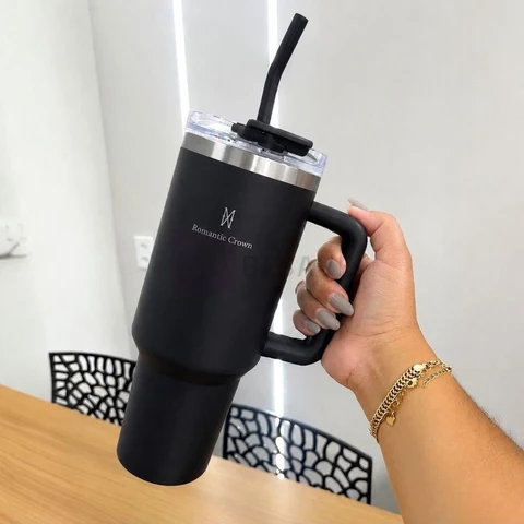Copo Térmico Gigante 1,2l Inox Com Tampa E Inox Canudo Cor Branco Cor Pura / Material Fosco