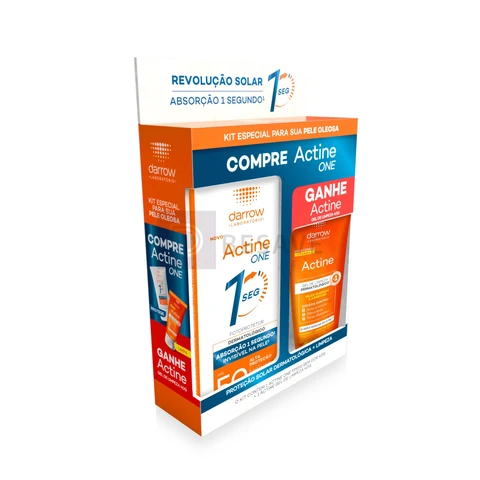 Kit Facial Darrow Actine Protetor Solar One FPS50 Sem Cor + Gel de Limpeza 40g