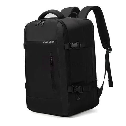 Mochila masculina, impermeável, reforçada, com capacidade ampliada de 30-42L, adequada para portátil, viagens diárias, cor preta