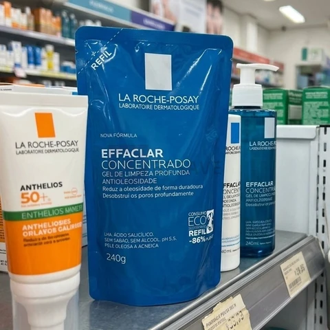 Gel de Limpeza Facial Refil para Pele Oleosa e Acneica com Ácido Salicílico, LHA e Zinco de Limpeza Profunda e Controle Duradouro da Oleosidade Effaclar La Roche-Posay 240g