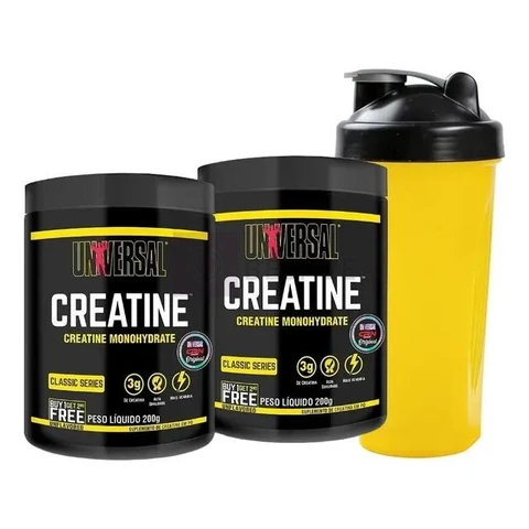 Kit Creatina Monohidratada 400g+coqueteleira 600ml-universal