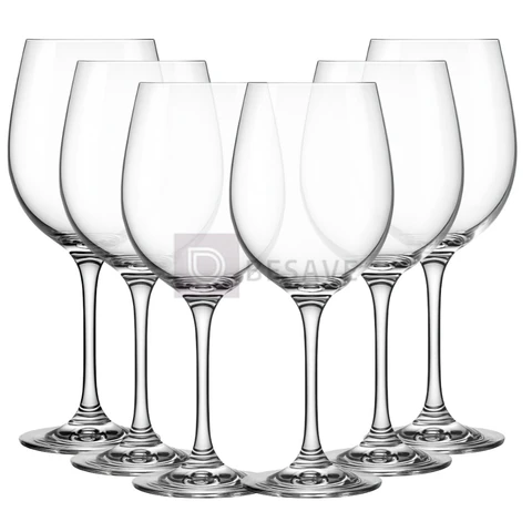 Jogo 6 Taças de Vidro Resistente Premium Luxo para Vinho e Água 465ml - Design Moderno Drink Coquetel