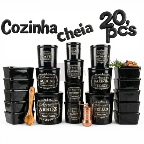 Potes Plásticos BPA Free Kit 20 Peças Para Mantimentos