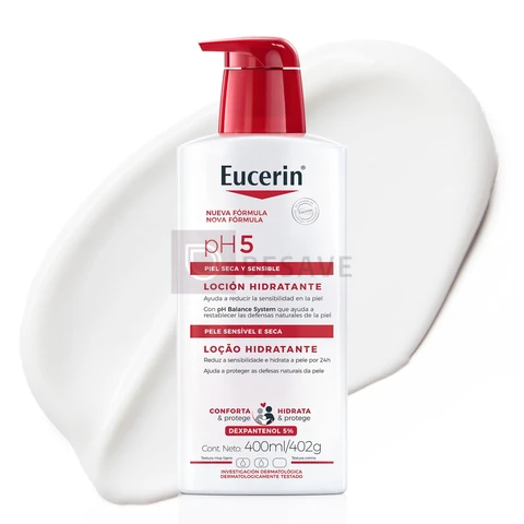 EUCERIN Loção Hidratante Corporal pH5 400ml, Pele Sensível, Dexpantenol, Glicerina