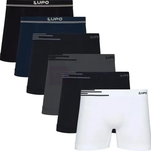 Kit 6 Cuecas Lupo Boxer Box Sem Costura Basic Microfibra