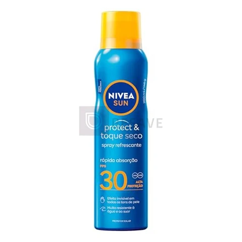 NIVEA SUN Protetor Solar Spray Protect & Toque Seco FPS 30 200ml - Com rápida absorção e resistente à água, esse protetor solar oferece alta proteção ao sol, de fácil aplicação