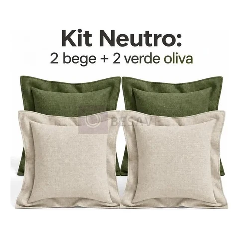 Kit 4 Capas De Almofada Decorativa Linho Premium 45x45 Ziper