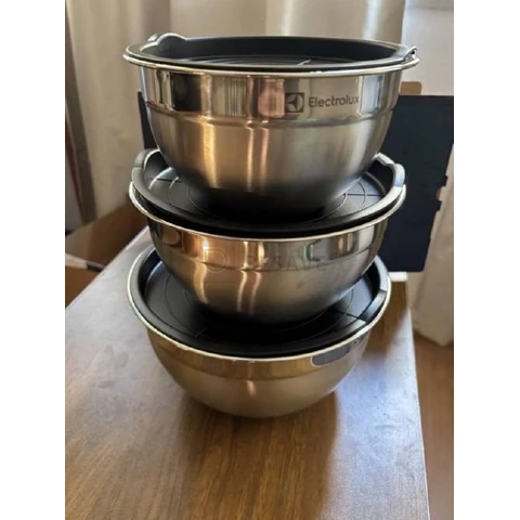 Conjunto de Bowls Tigelas de Inox com Tampa Plástica Electrolux