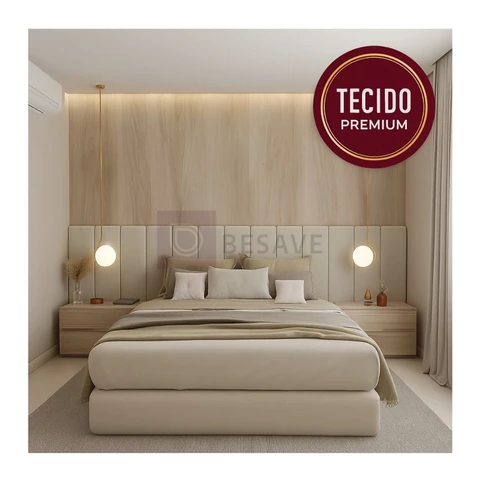 Kit Cabeceira 60x20 Estofada Completa Adesiva em Módulos Para Cama de Solteiro Casal Queen King Box