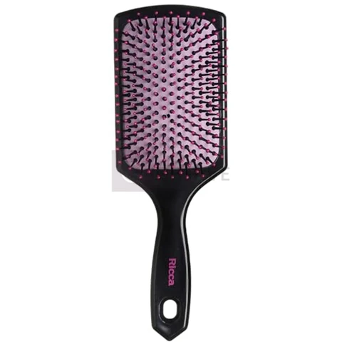 Ricca, Escova Black Pink, Raquete, Desembaraça e escova, Para todos os tipos de cabelos