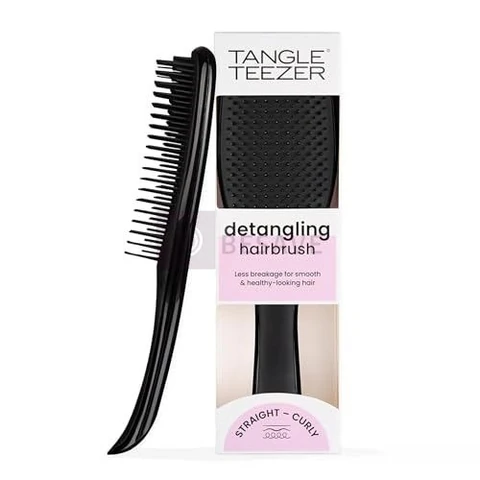 Tangle Teezer - Escova de cabelo desembaraçadora The Wet Detangler Black para todos os tipos de cabelo, seco e úmido. Cor: Preta