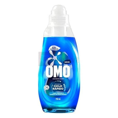 Lava-Roupas Líquido Omo Ciclo Rápido Ação Antiodor Frasco 750ml