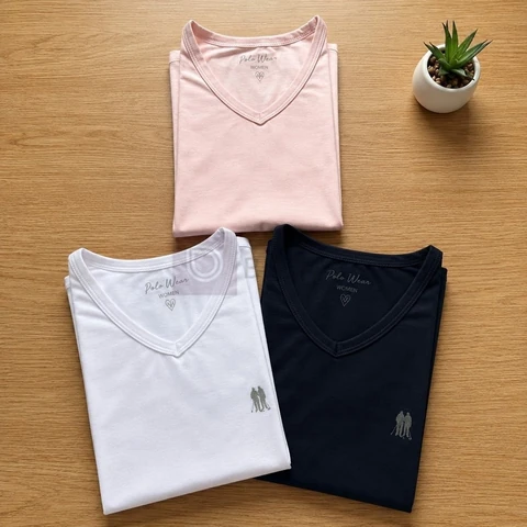 Kit 3 Camisetas Básicas Feminina Polo Wear Sortido