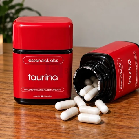 TAURINA com 1000mg por Dose - Fórmula Exclusiva com Máxima Concentração e Absorção - 60 Cápsulas
