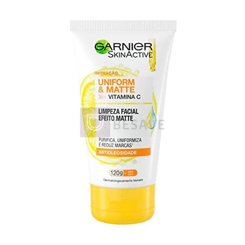 Garnier Uniform & Matte Sabonete Facial Antioleosidade, Vitamina C 120g