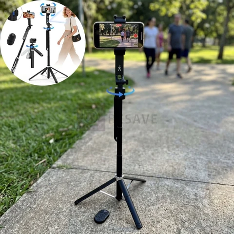 Tripé Para Celular e Câmera Basike 180cm com Rastreamento Facial IA e Controle Bluetooth