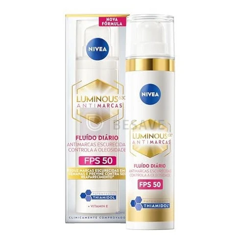 NIVEA Fluido Facial Protetor Cellular Luminous 630 FPS 50 40ml - Reduz e previne manchas escurecidas, uniformiza o tom da pele e conta com Ácida Hialurônico, Vitamina E e filtro