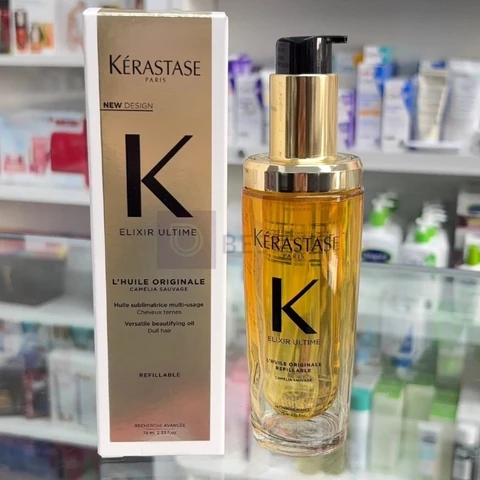 Kérastase Elixir Ultime L'Huile Originale, Óleo Capilar Nutrição Profunda, Brilho Proteção Térmica, Antifrizz e Maciez para Todos os Tipos de Cabelo, 75ml