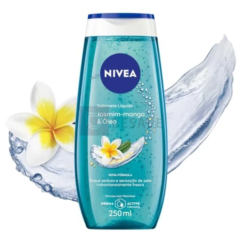 NIVEA Sabonete Líquido Frangipani & Oil 250ml, Limpeza Corporal, Pele Macia, Óleos e Vitaminas, Equilíbrio com o pH, Sensação Refrescante