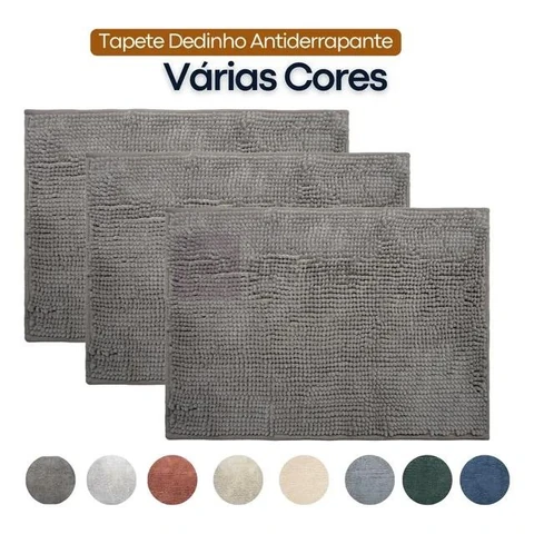 Kit 3 Tapetes Banheiro Dedinho Antiderrapante Macio Bolinha