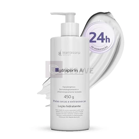 MANTECORP - Hidratante Corporal Hydraporin AI - Hidratação Intensa para Peles Secas e Sensíveis, Hidrata 24h, Ação Anti-inflamatória e Calmante - 450g