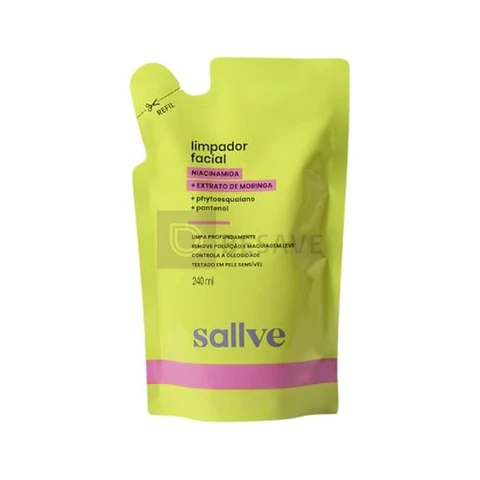 Sallve Refil Limpador Facial 240ml - Niacinamida, Extrato de Moringa