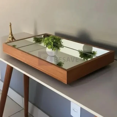 Bandeja Decorativa Espelhada 50x30 Cm Flutuante