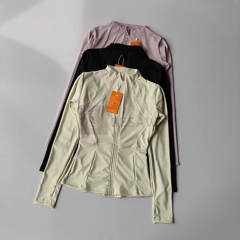 Mulheres Jaqueta Esportiva Zip Fitness Yoga Camisa Treino Correndo Casacos Quente Ginásio Manga Longa Superior Cardigan