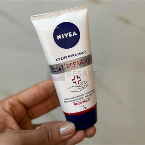 NIVEA Creme para Mãos Reparação com Dexpanthenol 75g, Alívio do Ressecamento, Hidratação 24h, Reparação Profunda, Uso Diário, Pele Seca e Extrasseca