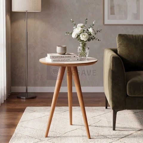 Mesa de Apoio Retrô 62cm Redonda com Pés Palito Decoração - Cores