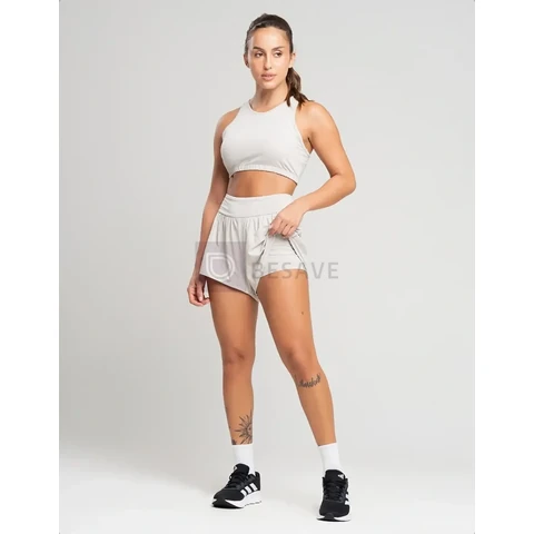 Conjunto Academia Feminino Short Com Forro Top Nadador