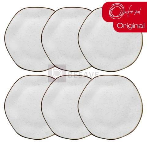 Prato Raso Ryo Maresia Areia 6 Unidades 27,5cm Oxford Porcelanas