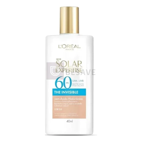 Protetor Solar Facial FPS 60, Textura Aquosa Ultraleve, Proteção Avançada Anti-Idade, Cor 2.0, Expertise The Invisible L’Oréal Paris Solar 40g