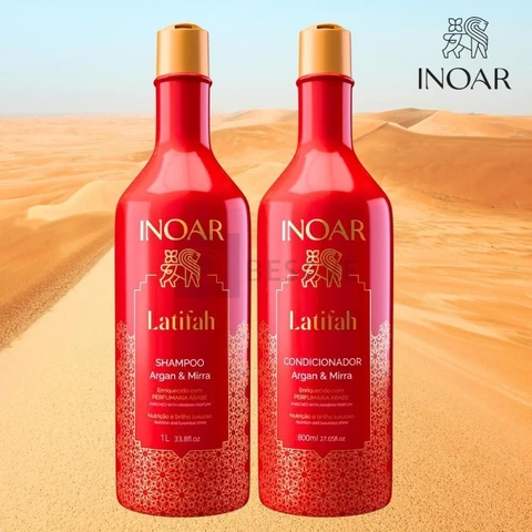 Inoar, Kit Latifah Shampoo 1L e Condicionador 800ml Argan e Mirra