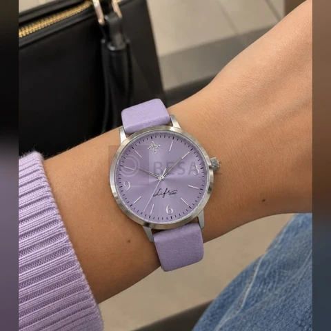 Relógio Life Realizações Feminino Couro Lilas Lilás