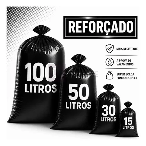 Saco De Lixo Preto Reforçado Resistente Uso Pesado Embalar