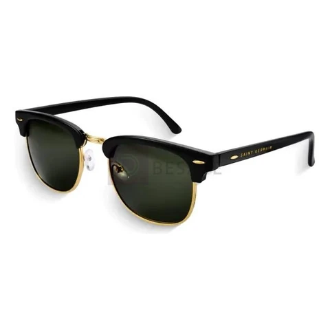 Óculos de Sol Quadrado Clubmaster Soho Green Black, da Saint Germain, em Metal Preto