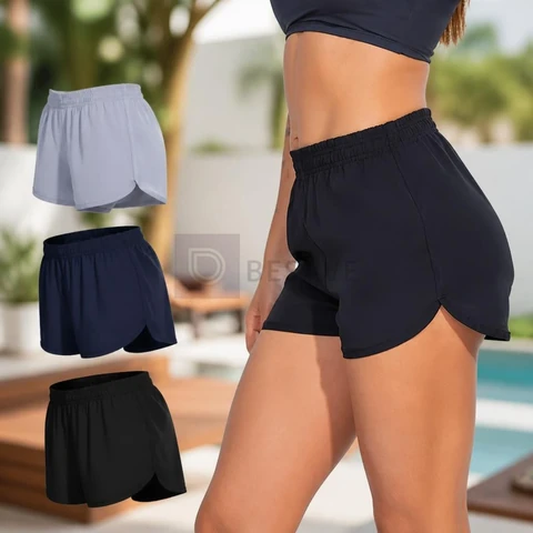 Kit 3 Shorts Femininos Tactel Academia Praia Corrida Treino