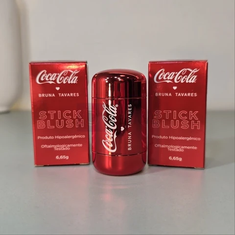 Bruna Tavares Blush Stick Coca Cola Drink Please, Bastão para Face, Edição Limitada, Maquiagem Profissional